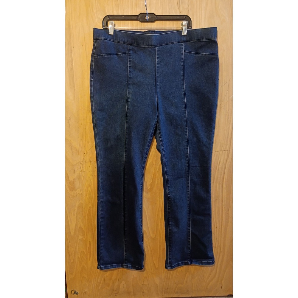 No Boundaries XXXL 21 Indigo Pull On Pintuck Seam Flare Denim Jeggings, Classic.